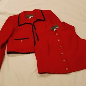 Vtg 2 pc set- Wool Red Blazer & Vest size:6